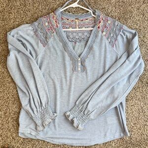 Free People Embroidered Doll Blouse